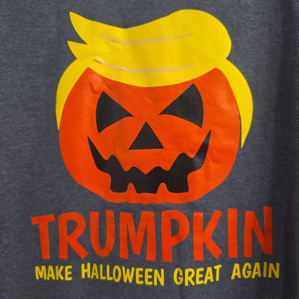 Trumpkin Make Halloween Great Again Grey Crop Top Funny Pumpkin Size Medium - Picture 2 of 7
